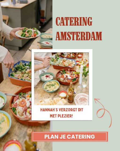 Iets te vieren? 🥂 Verjaardag, bruiloft, babyshower of diner aan huis? Hannah’s verzorgt verse catering in Amsterdam en omgeving.

Van borrelplanken tot ontbijt of lunch: alles wordt afgestemd op jouw gezelschap en wensen.
Ontdek de mogelijkheden en plan je catering. 💛