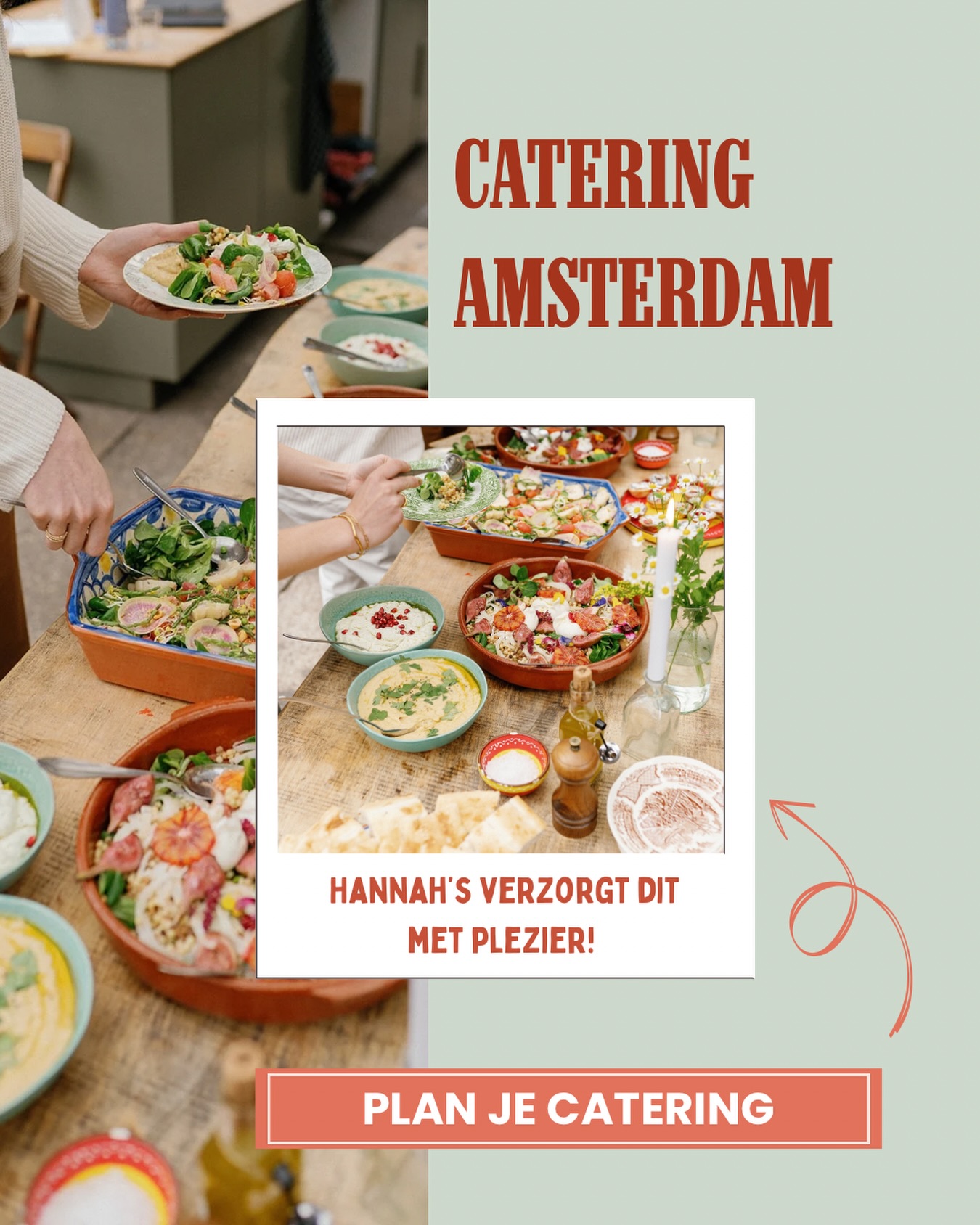 Iets te vieren? 🥂 Verjaardag, bruiloft, babyshower of diner aan huis? Hannah’s verzorgt verse catering in Amsterdam en omgeving.

Van borrelplanken tot ontbijt of lunch: alles wordt afgestemd op jouw gezelschap en wensen.
Ontdek de mogelijkheden en plan je catering. 💛
