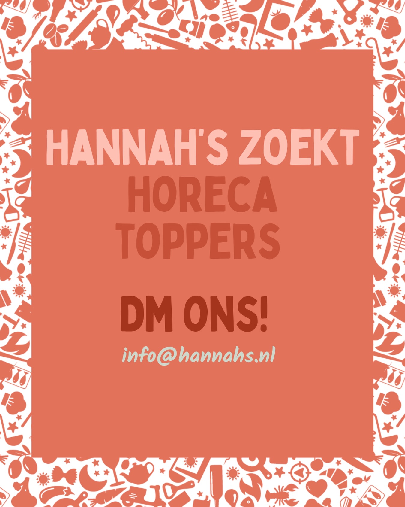 🚨 Weekendhelden gezocht! 🚨
Ben jij onze nieuwe horeca topper voor in het weekend? ✨

Of je nu shinet in de bediening of liever knalt in de keuken, bij Hannah’s hebben we plek voor jou! 💛

🌟 Wat we zoeken:
– Enthousiaste weekendkrachten
– Gastvrije toppers met energie
– Teamplayers die van aanpakken weten

🤝 Wat je krijgt:
– Een warme, gezellige werkplek
– Leuke collega’s
– Flexibele (weekend)uren

Klaar om je weekend nét wat leuker te maken? 😏
Stuur ons een DM of mail naar info@hannahs.nl 📩

Samen maken we er iets moois van. Zien we je snel? 💛

#vacature #horeca #weekendwerk #amsterdamwest #bijbaan horecatoppers komwerkenbij amsterdam hannahs